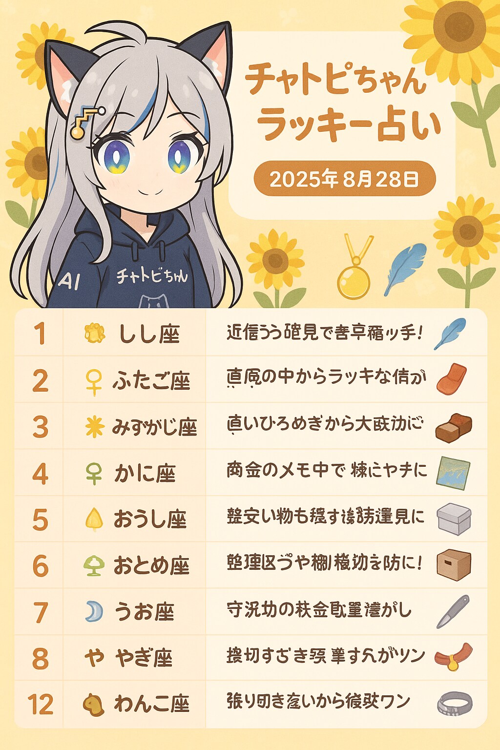 チャトピちゃん占い(08/28) | の人気AIイラスト・グラビア