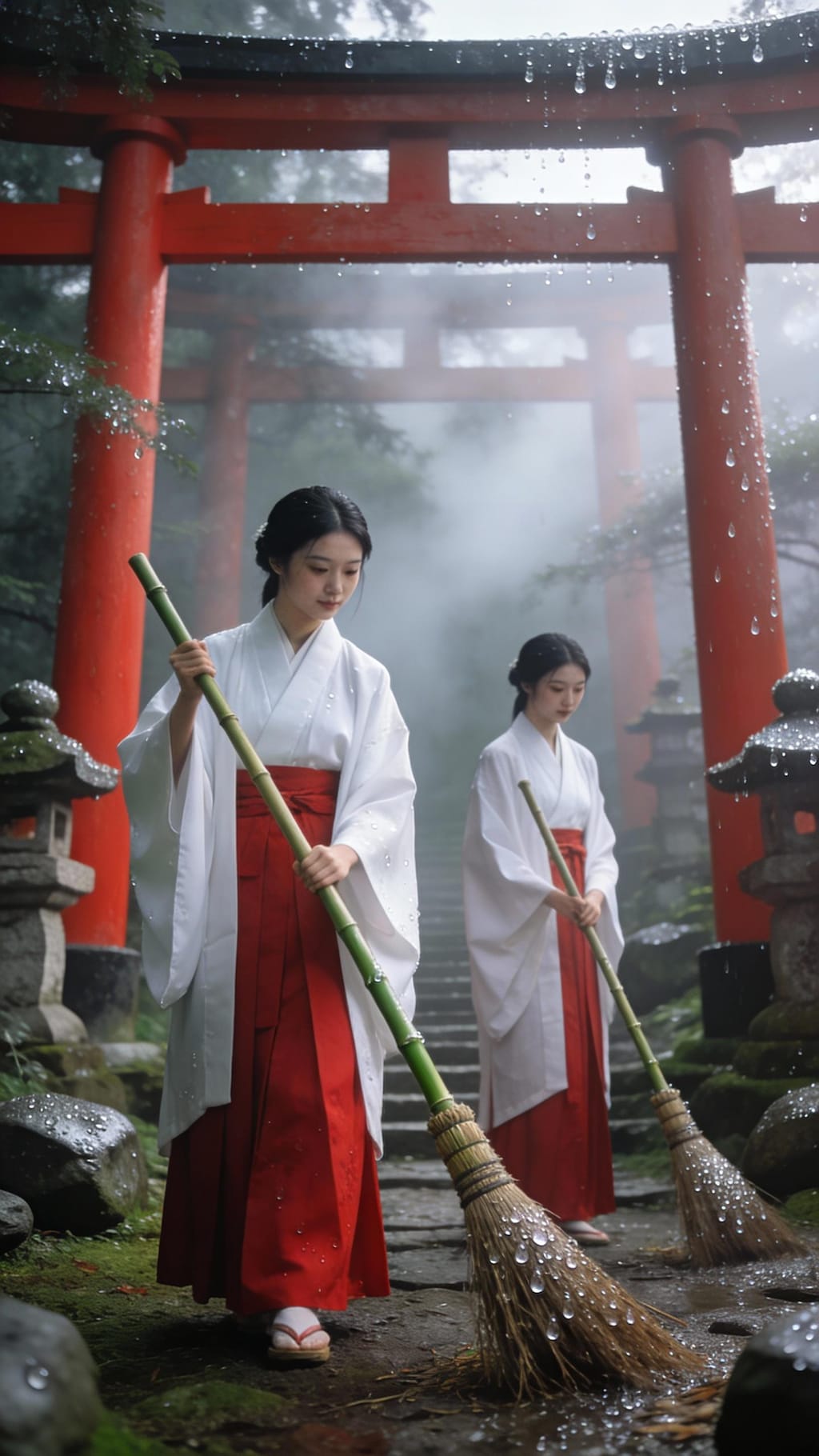 巫女(竹箒の描画が今までで一番まともです)