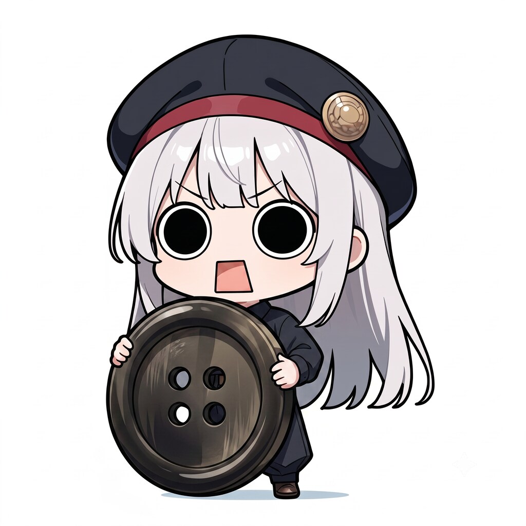 ボタンを持つえらいこっちゃ嬢
