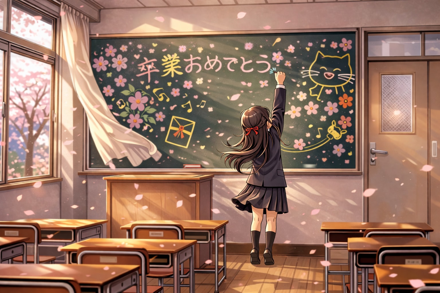 黒板アートを描く低身長女子 | の人気AIイラスト・グラビア