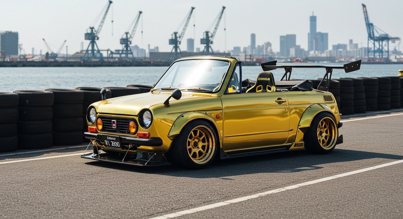 ゴールドホンダN360オープンカードリ車 | の人気AIイラスト・グラビア