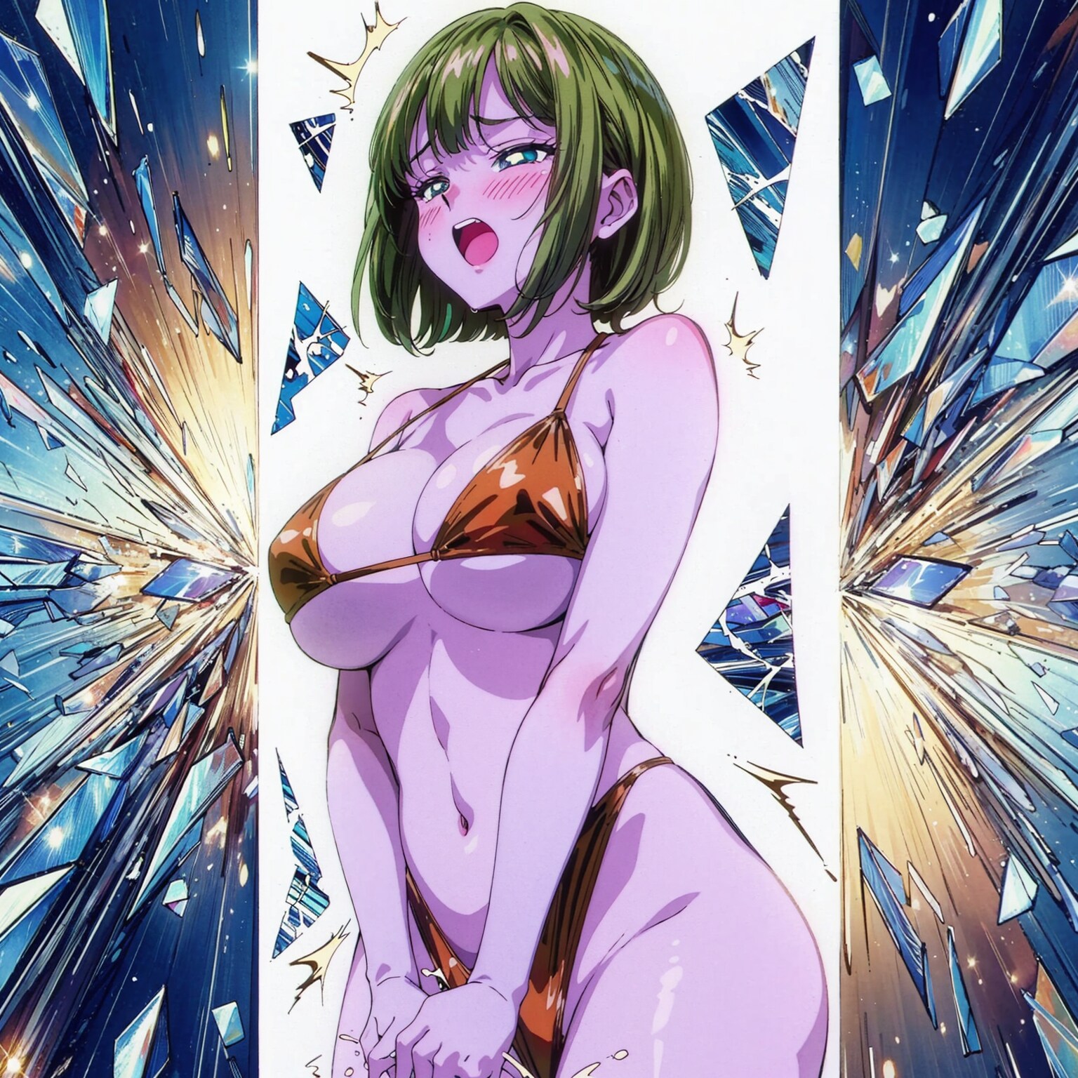 人外肌の美少女を”ステージアウト！”させたい😍♪（私的願望ｗ）・・・背景演出はDalle、キャラはSD、人外肌は😢💦で作りました！（セー〇ームーンの架空美少女敵キャラ⑪）