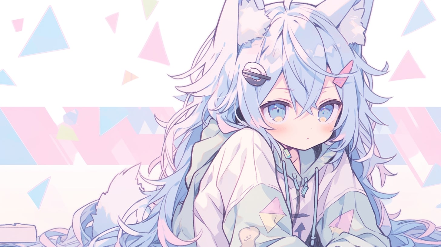 カラフルな祭りで微笑む青い狐 | の人気AIイラスト・グラビア