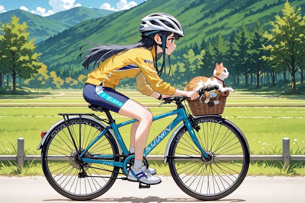猫とサイクリング