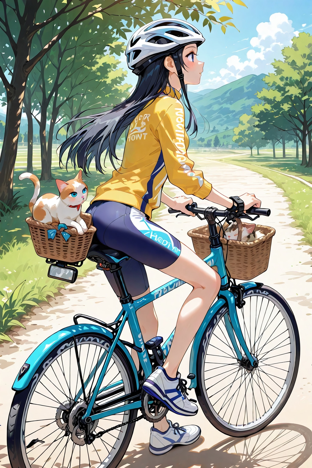 猫とサイクリング