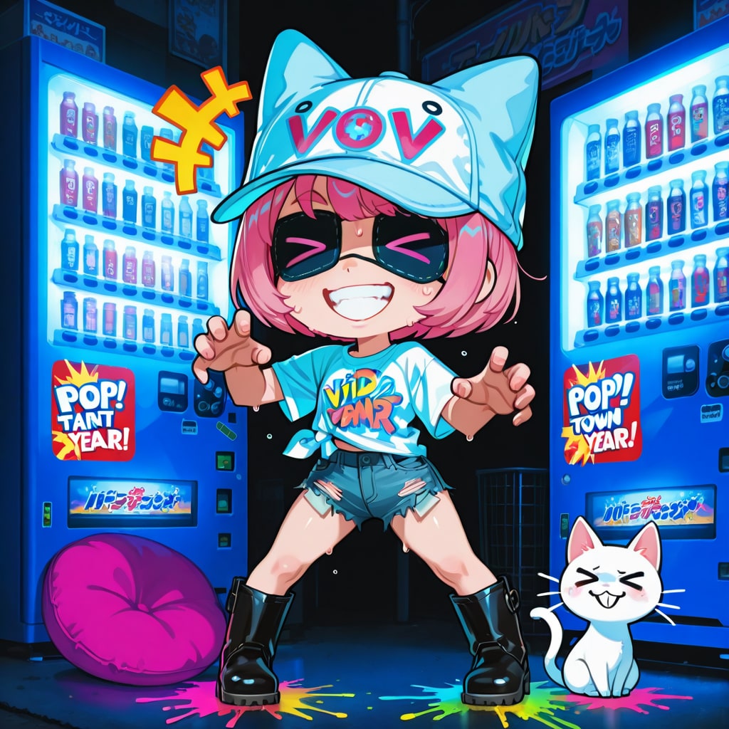 ピンク髪ちゃんと猫