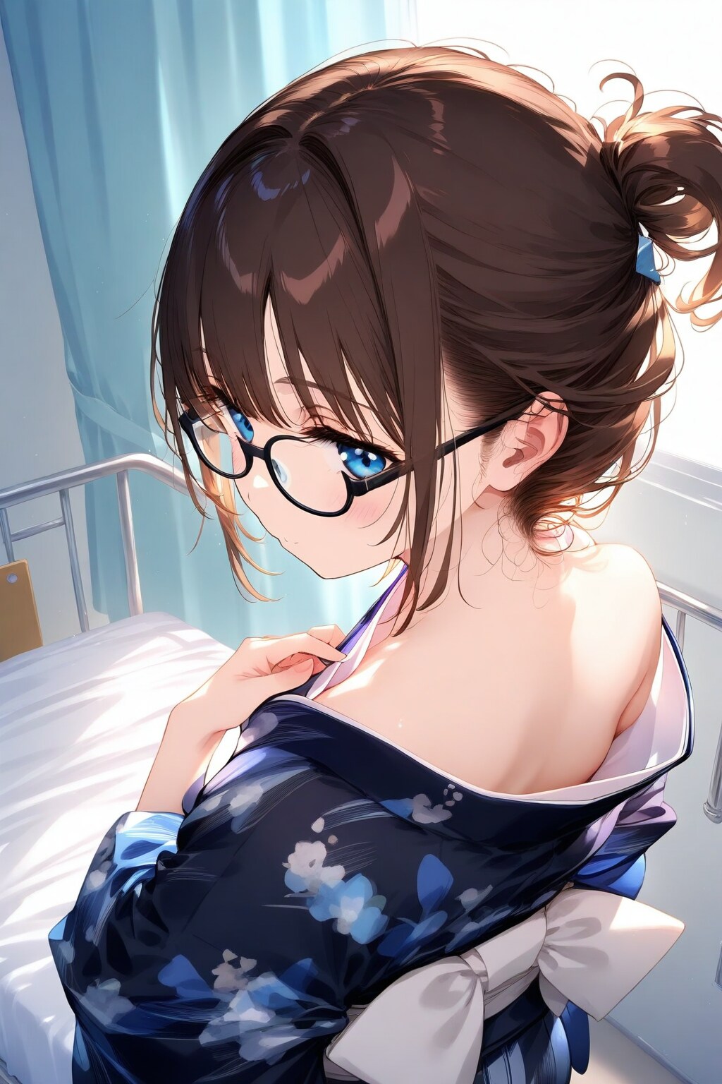 病室で和装