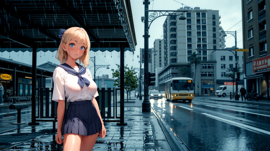 バス待ち (FullHD 壁紙45 BD071)