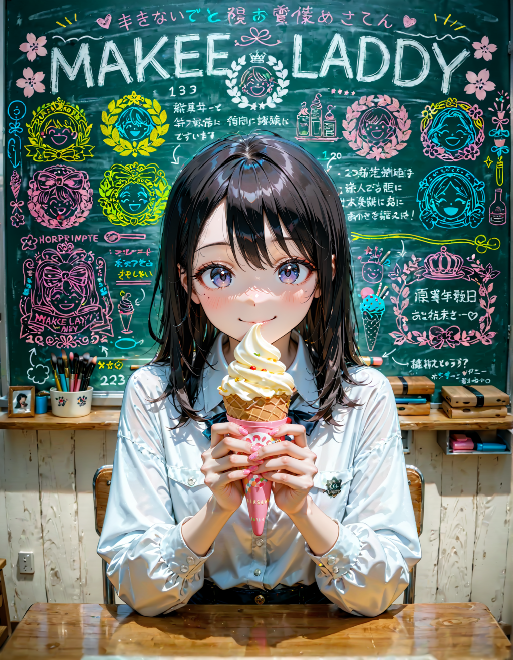 今日はアイスクリームの日。黒板の日。メイクの日　その２