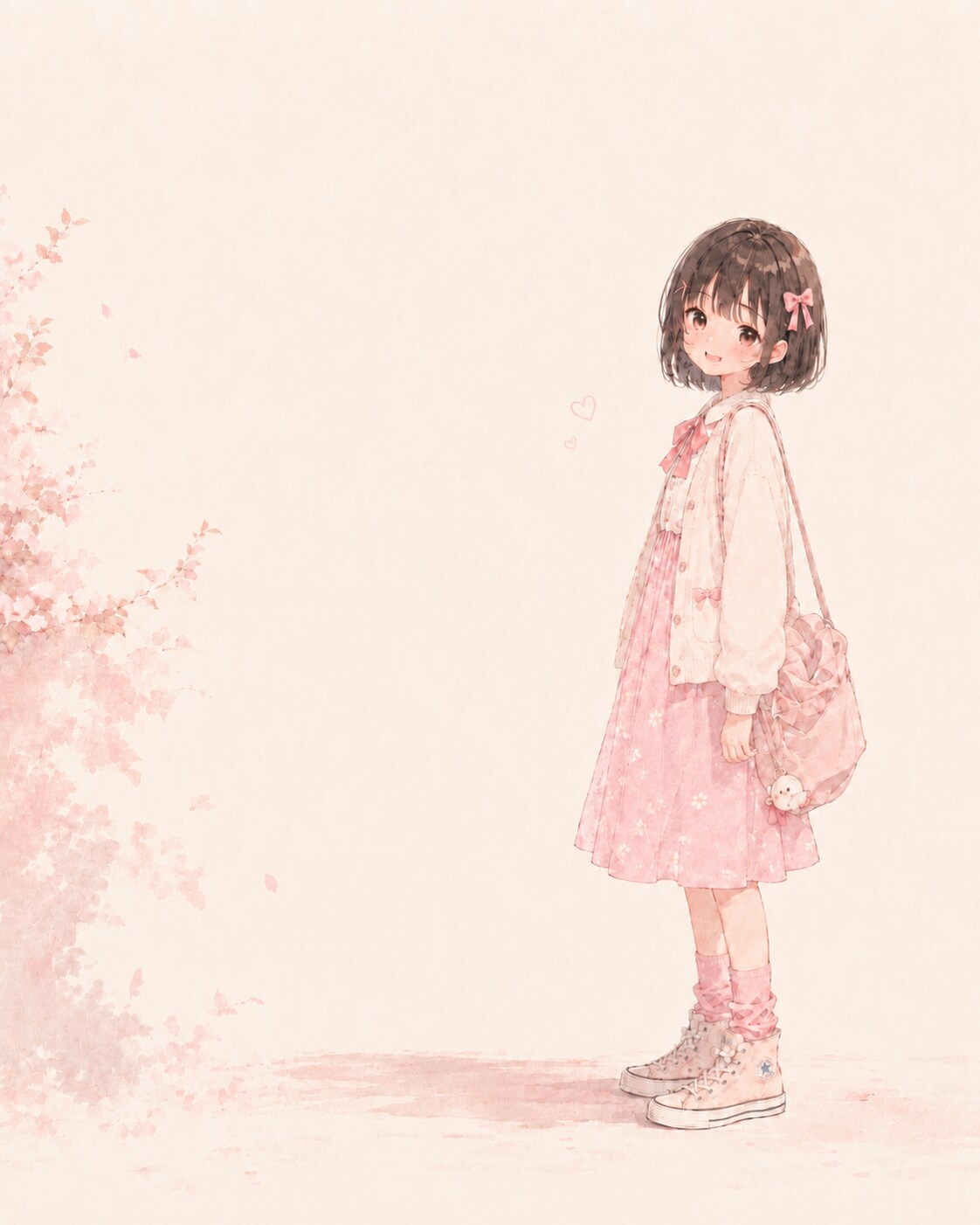 春の桜と少女の優しい午後