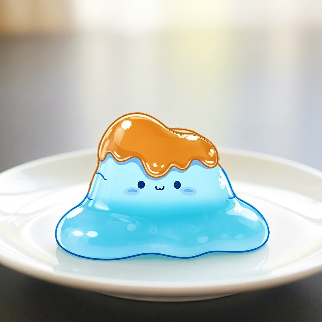 スライムにプリンをのせる