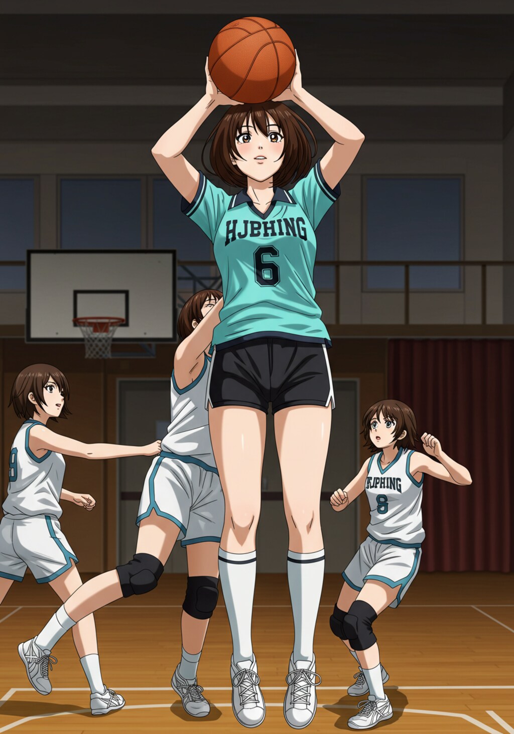 女バスのジャンプシュート352