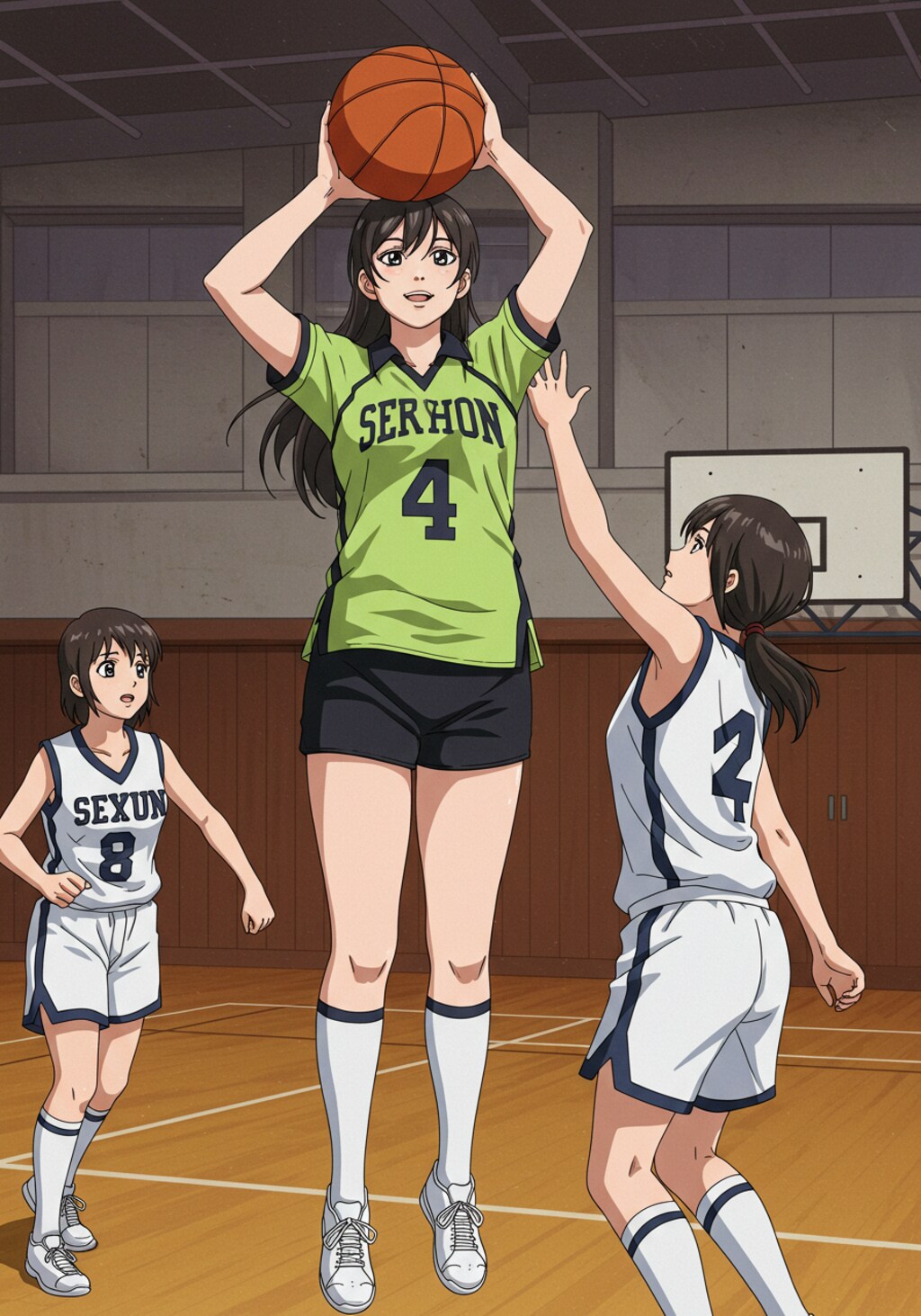 女バスのジャンプシュート352