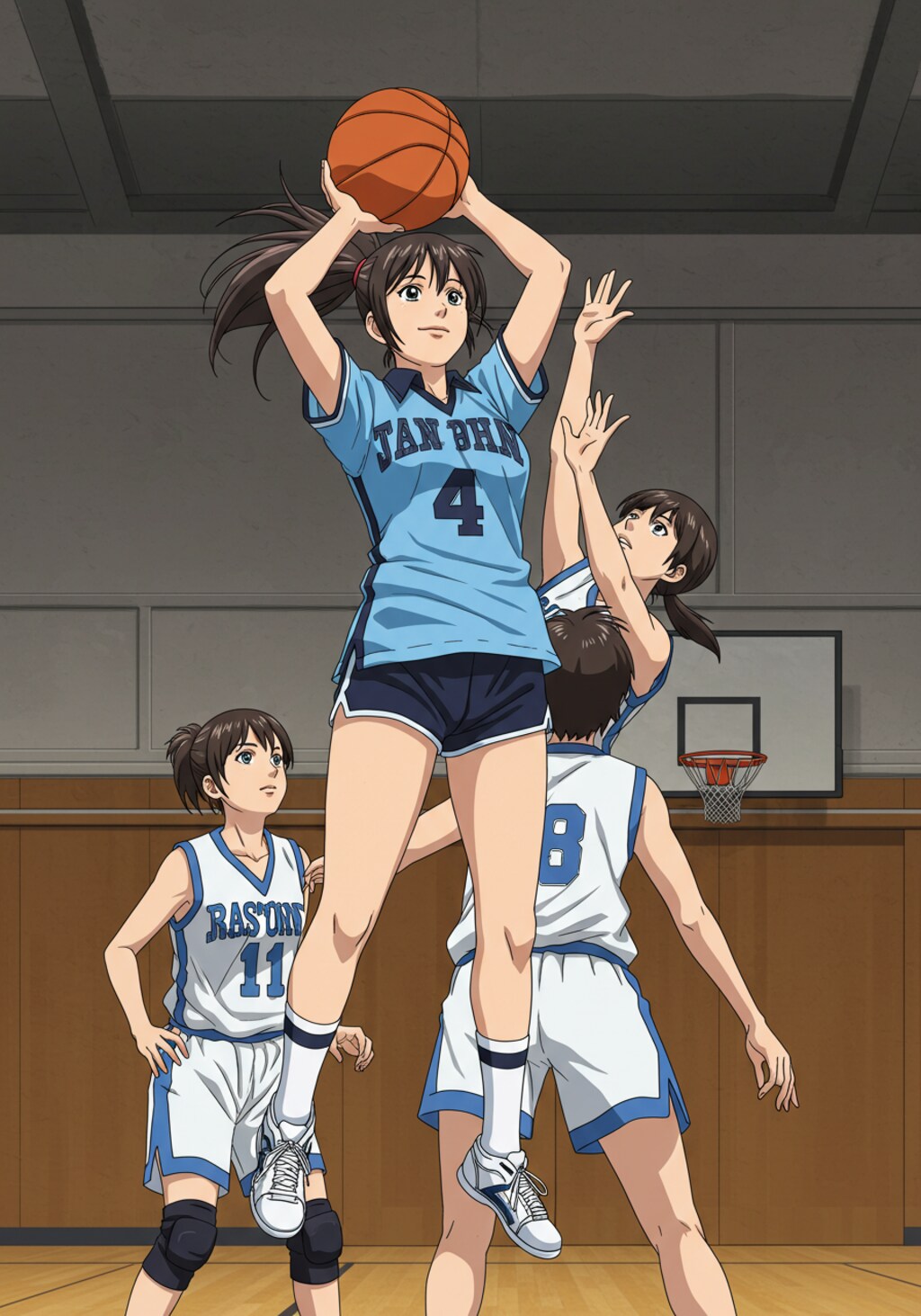 女バスのジャンプシュート352