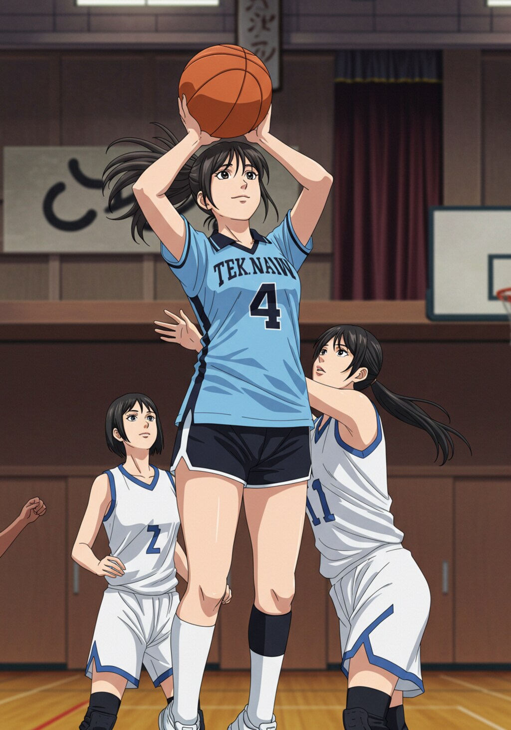 女バスのジャンプシュート352