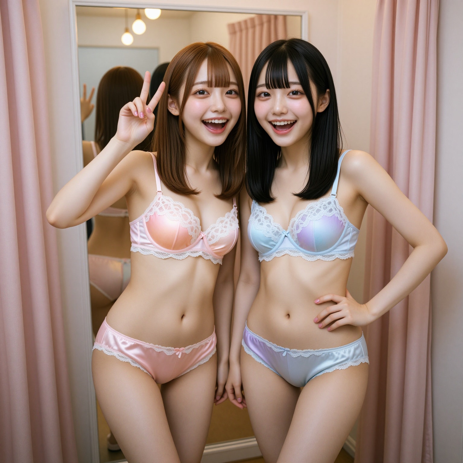 リアルな試着室感だしたい、下着のグラデ感は良くなってきた✨