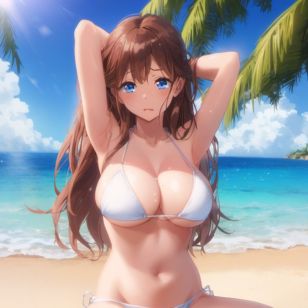 グラビアポーズに恥ずかしがるお姉さん