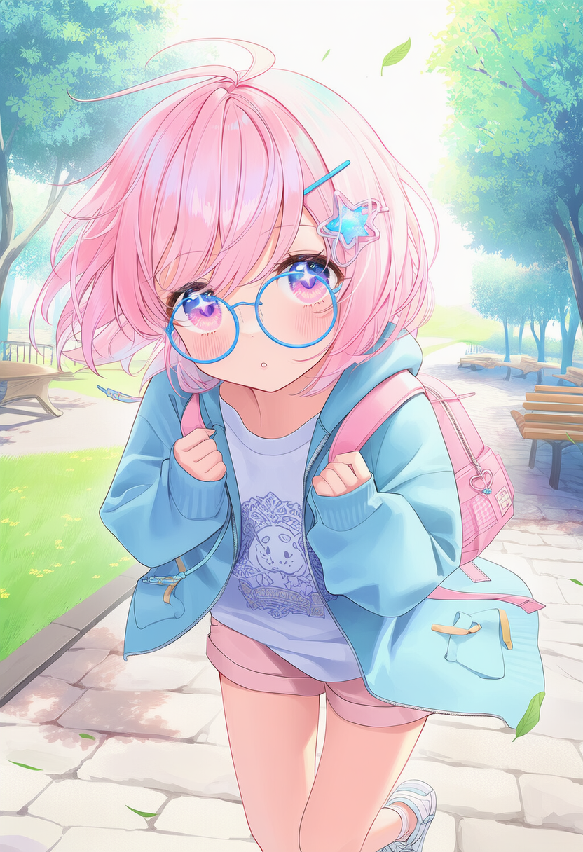 公園お散歩２（ピンク少女）
