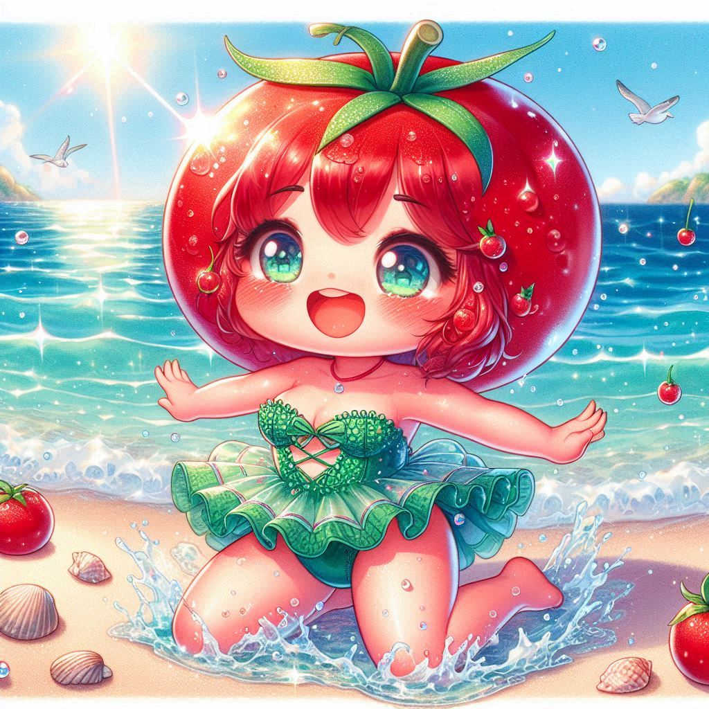 トマトちゃんの緑水着