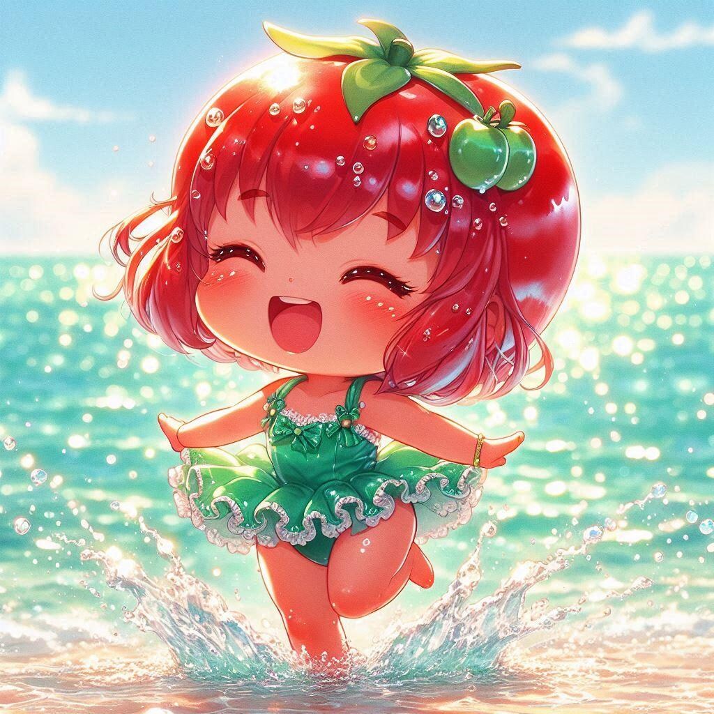 トマトちゃんの緑水着