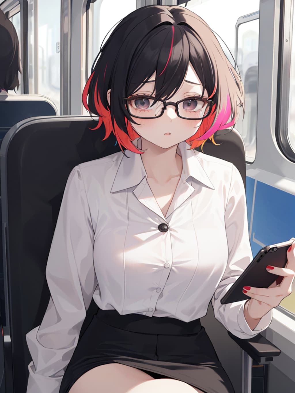 オリジナルキャラ開発中・藤波桜子、通勤中の一コマ２