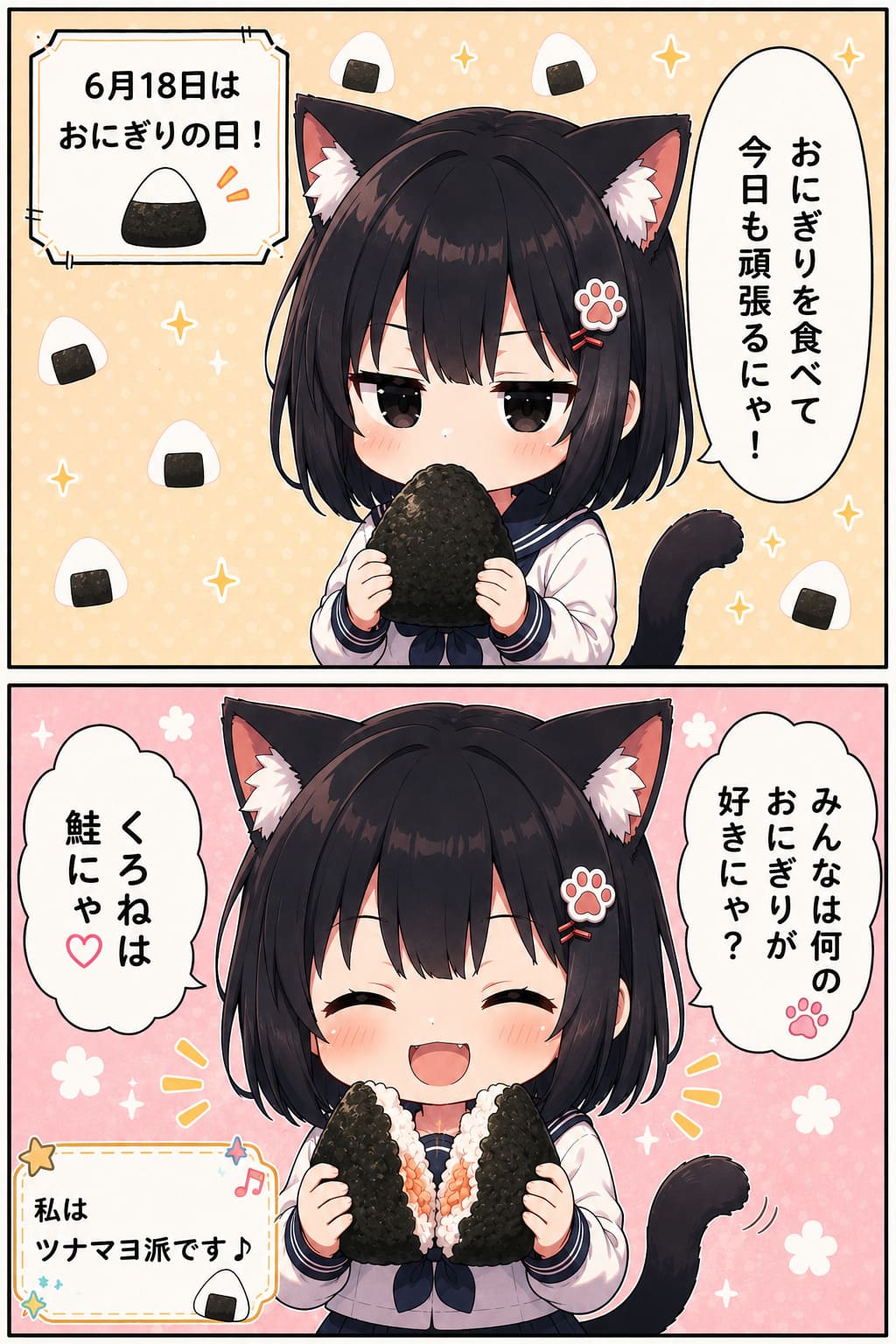 2コマ漫画 2026.06.18. 「おにぎりの日」