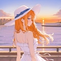 【企画：夕暮れ・APRICOT】夕焼けと港公園の女の子② 2枚目