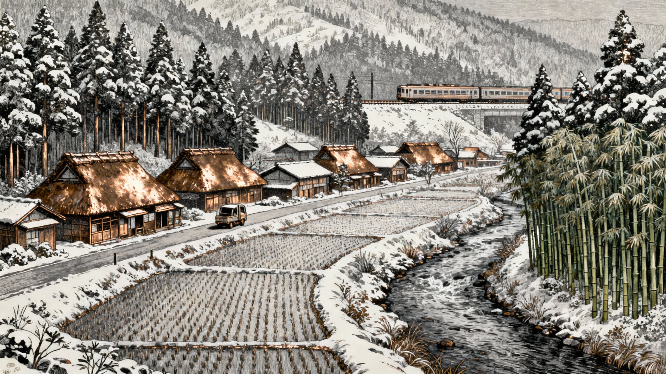 田舎の冬2 | の人気AIイラスト・グラビア