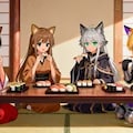 夕飯の寿司を握るみことちゃんと食べるうちの子 2枚目