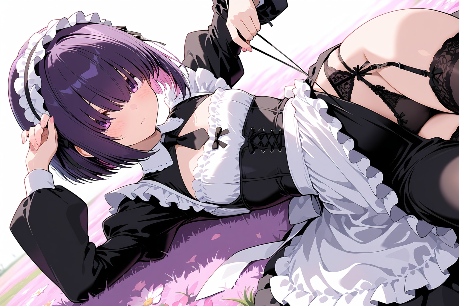 不愛想後輩ちゃん48『メイド服+草原で休憩』