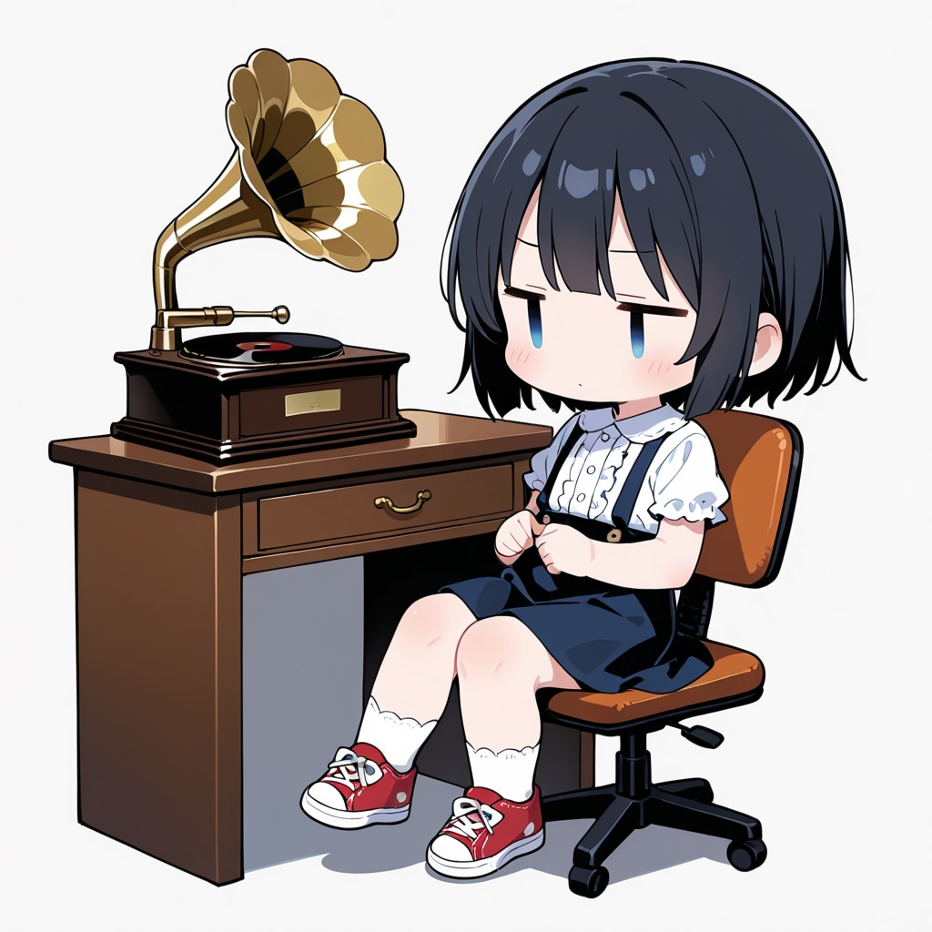 蓄音機の音に耳をかたむける