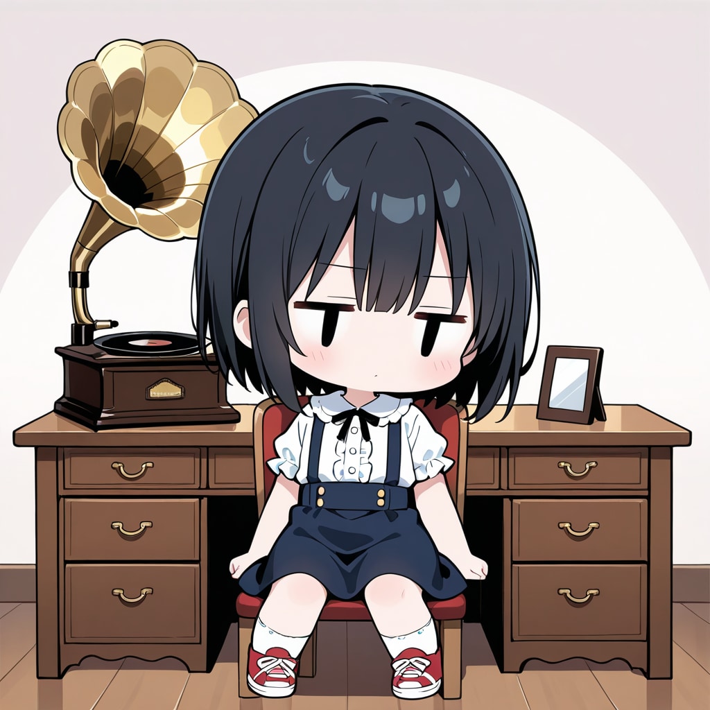 蓄音機の音に耳をかたむける