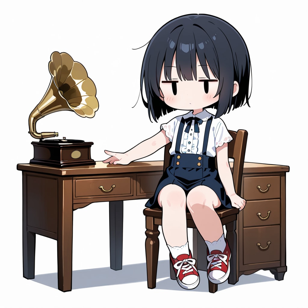 蓄音機の音に耳をかたむける