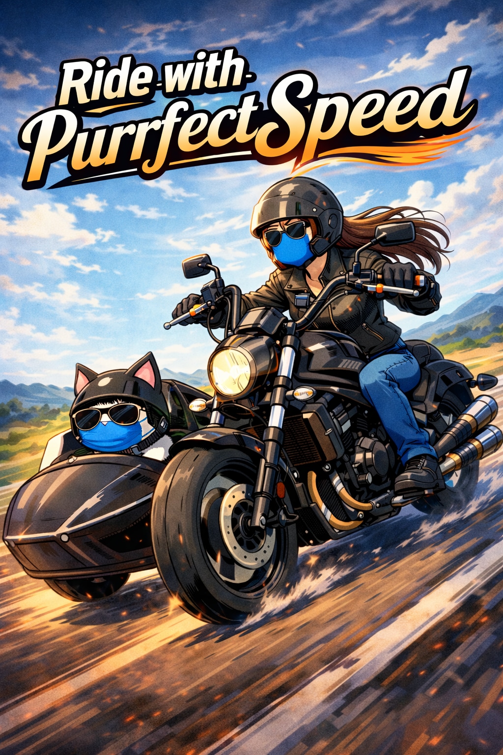 「ゴーグル越しの彼女とニャイトライド」 | の人気AIイラスト・グラビア