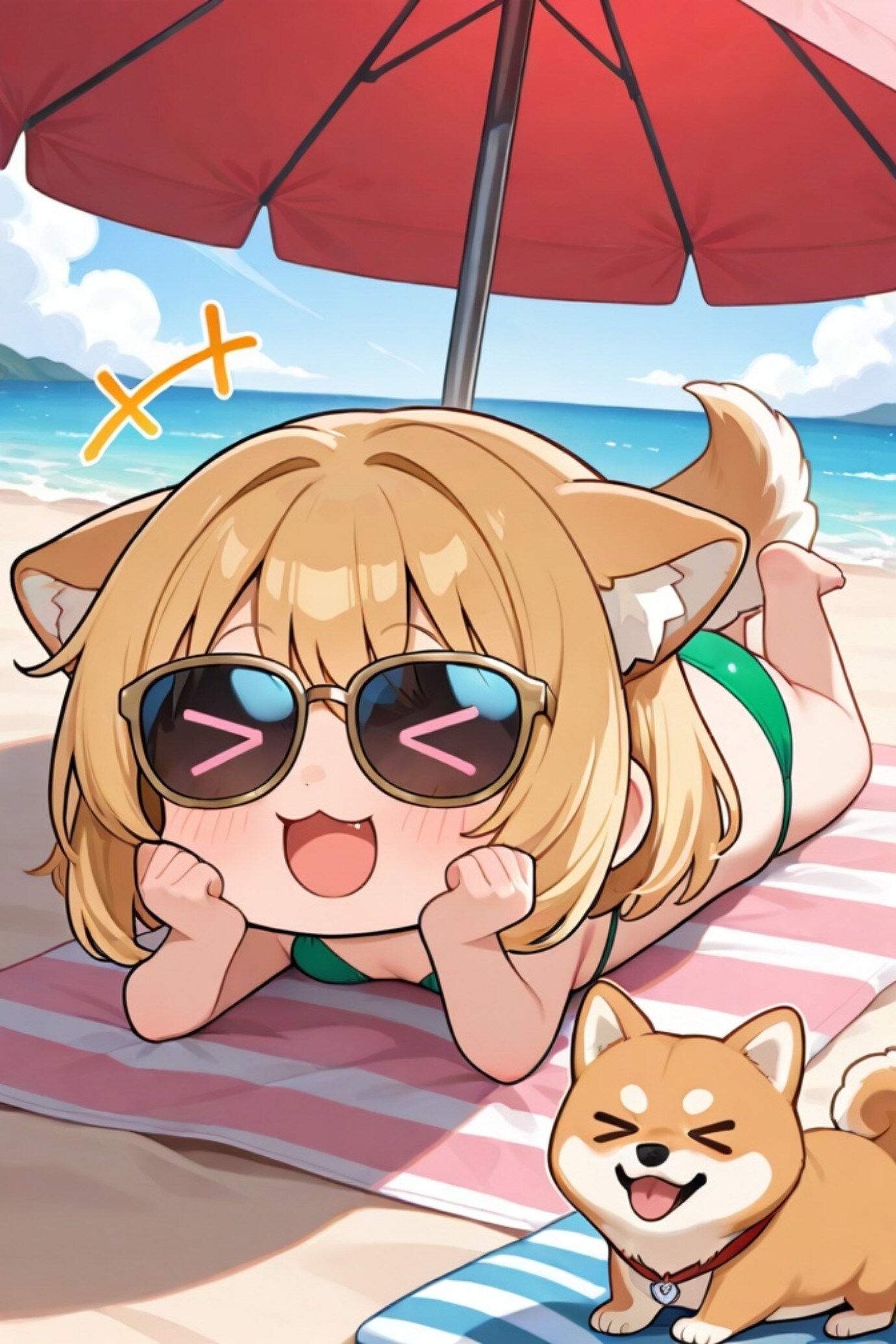 金髪ちゃんと柴犬
