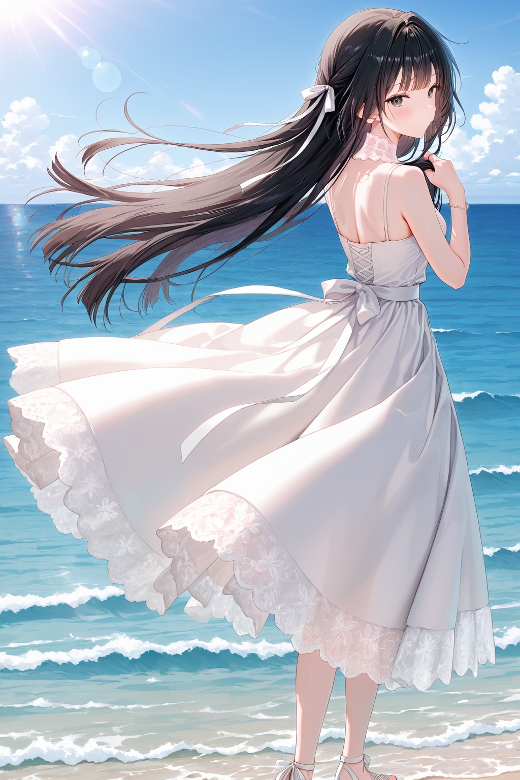 ワンピ少女と海