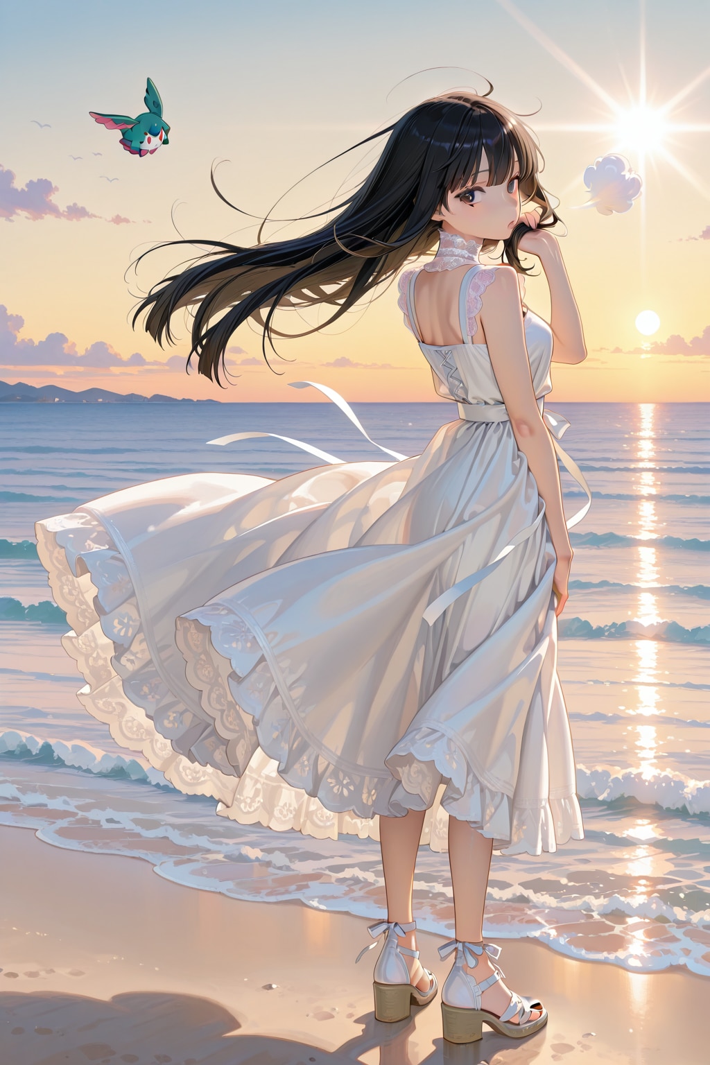 ワンピ少女と海