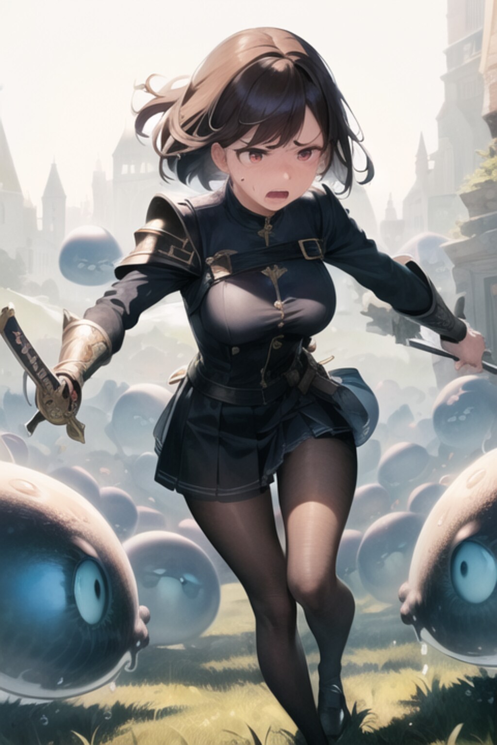 スライムに苦戦しちゃった黒髪ショートJK