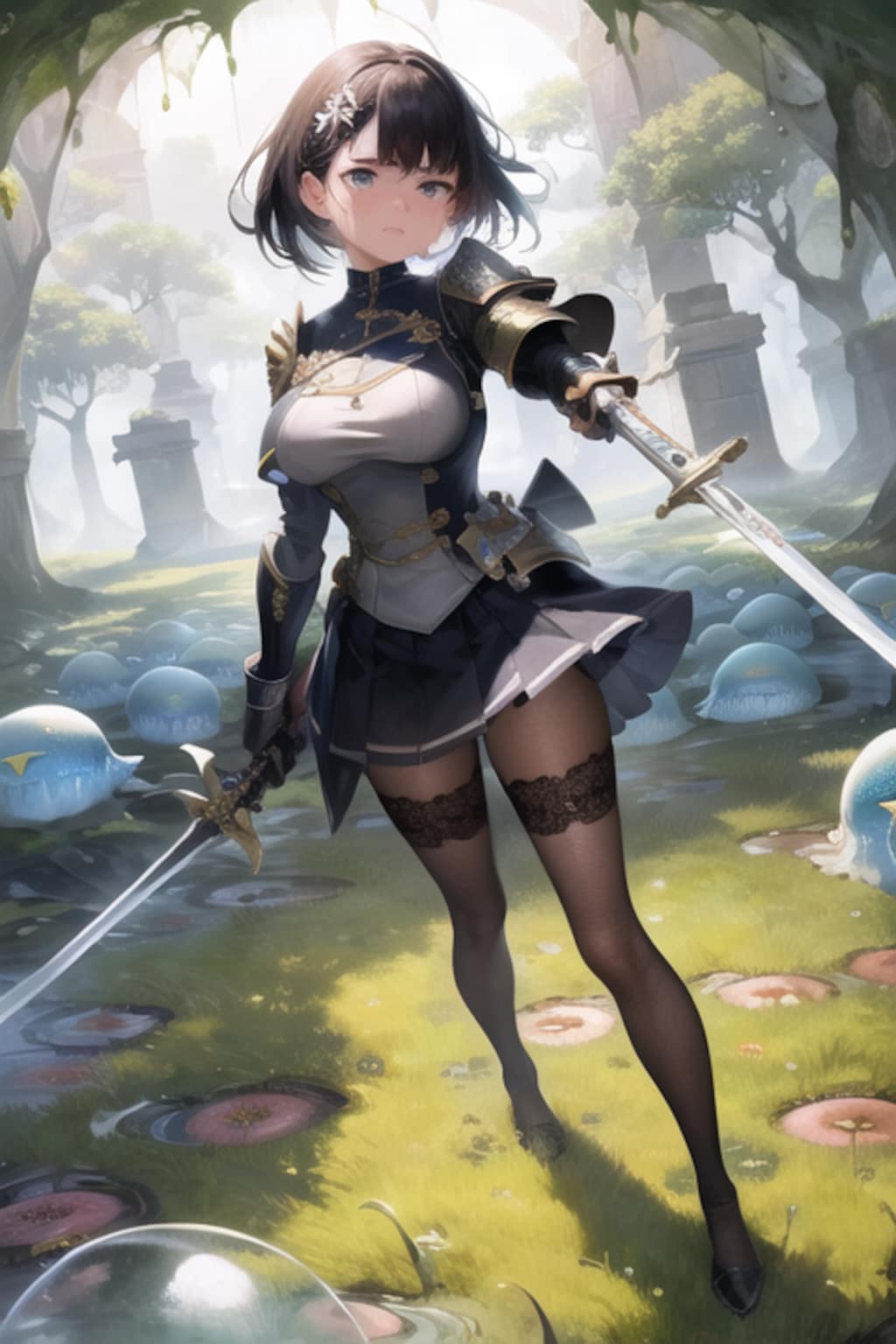 スライムに苦戦しちゃった黒髪ショートJK