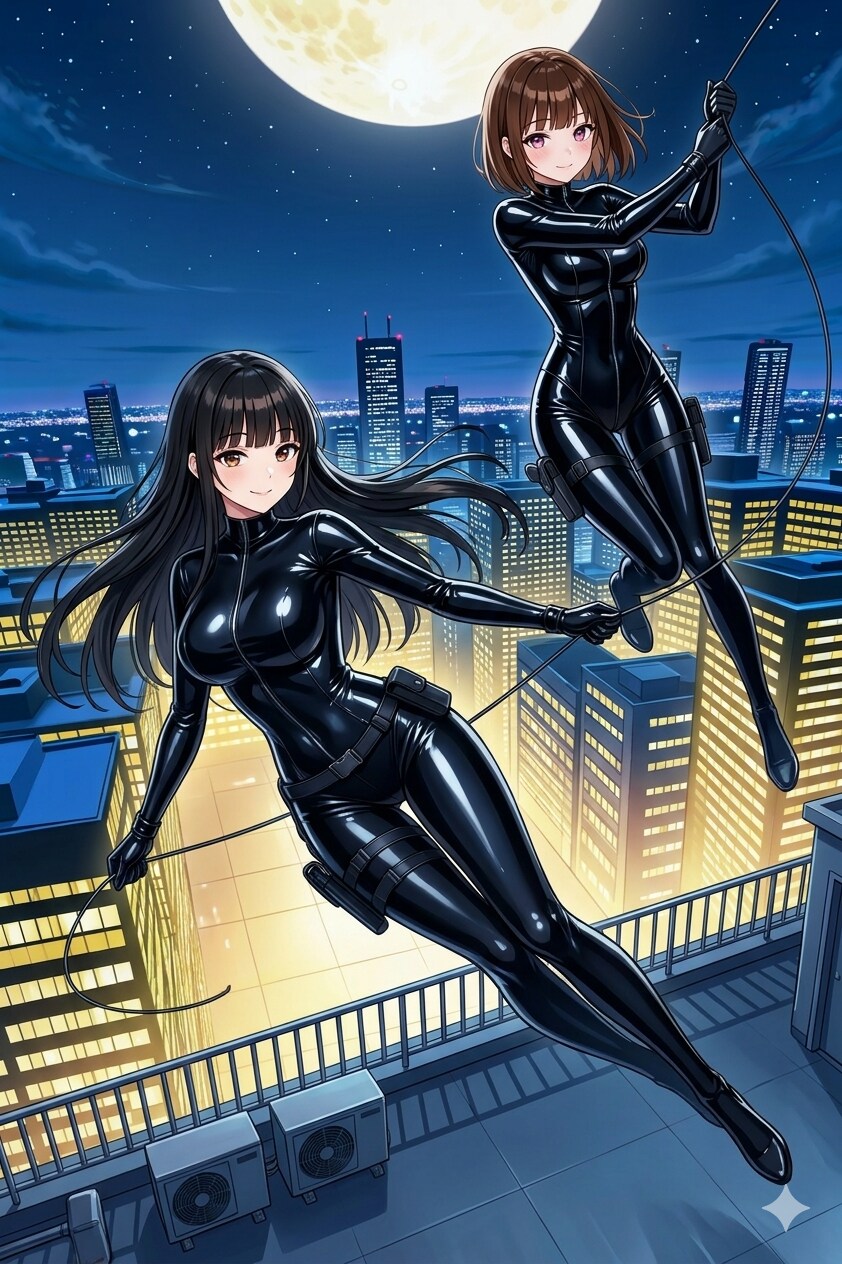 コラボ　架純ちゃんとサキちゃんの怪盗 | の人気AIイラスト・グラビア