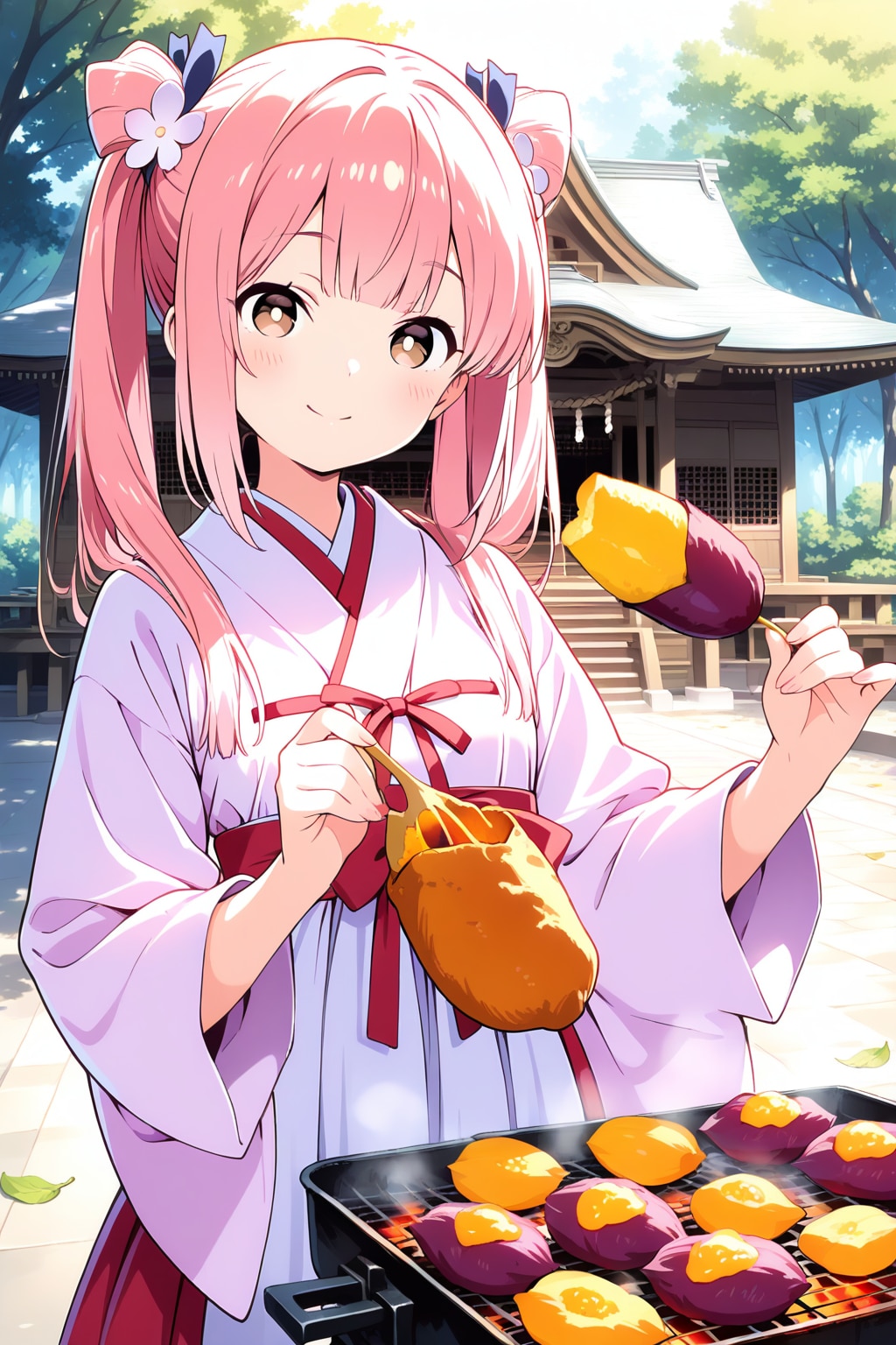 神社で焼き芋？　0225