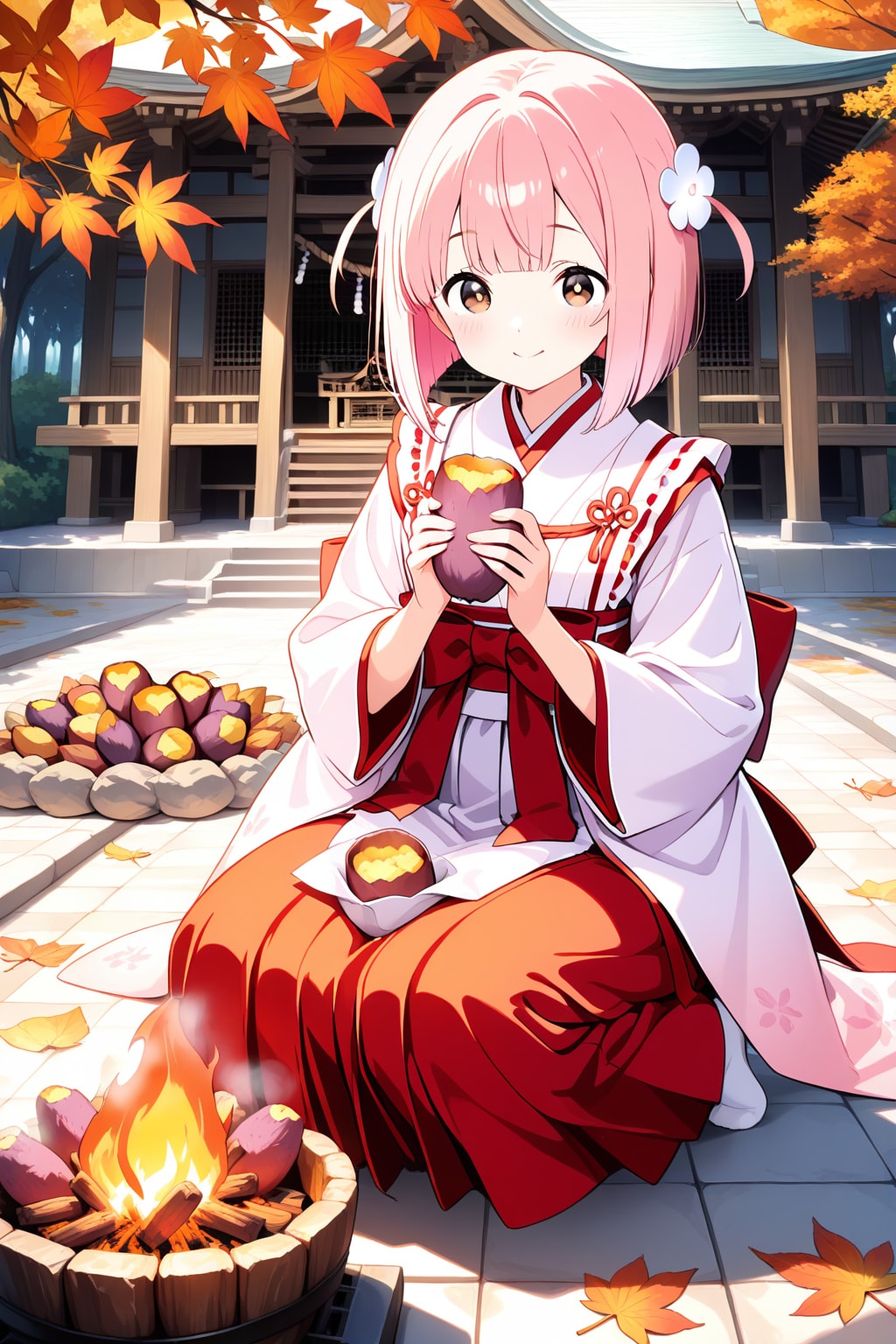 神社で焼き芋？　0225