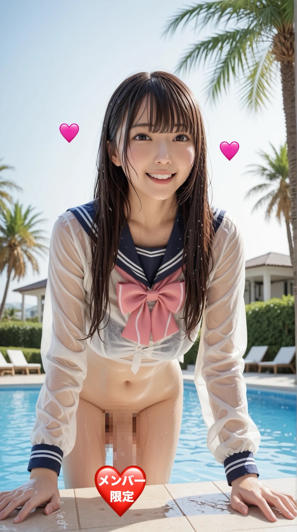 ふたなり制服リゾートプール🌴