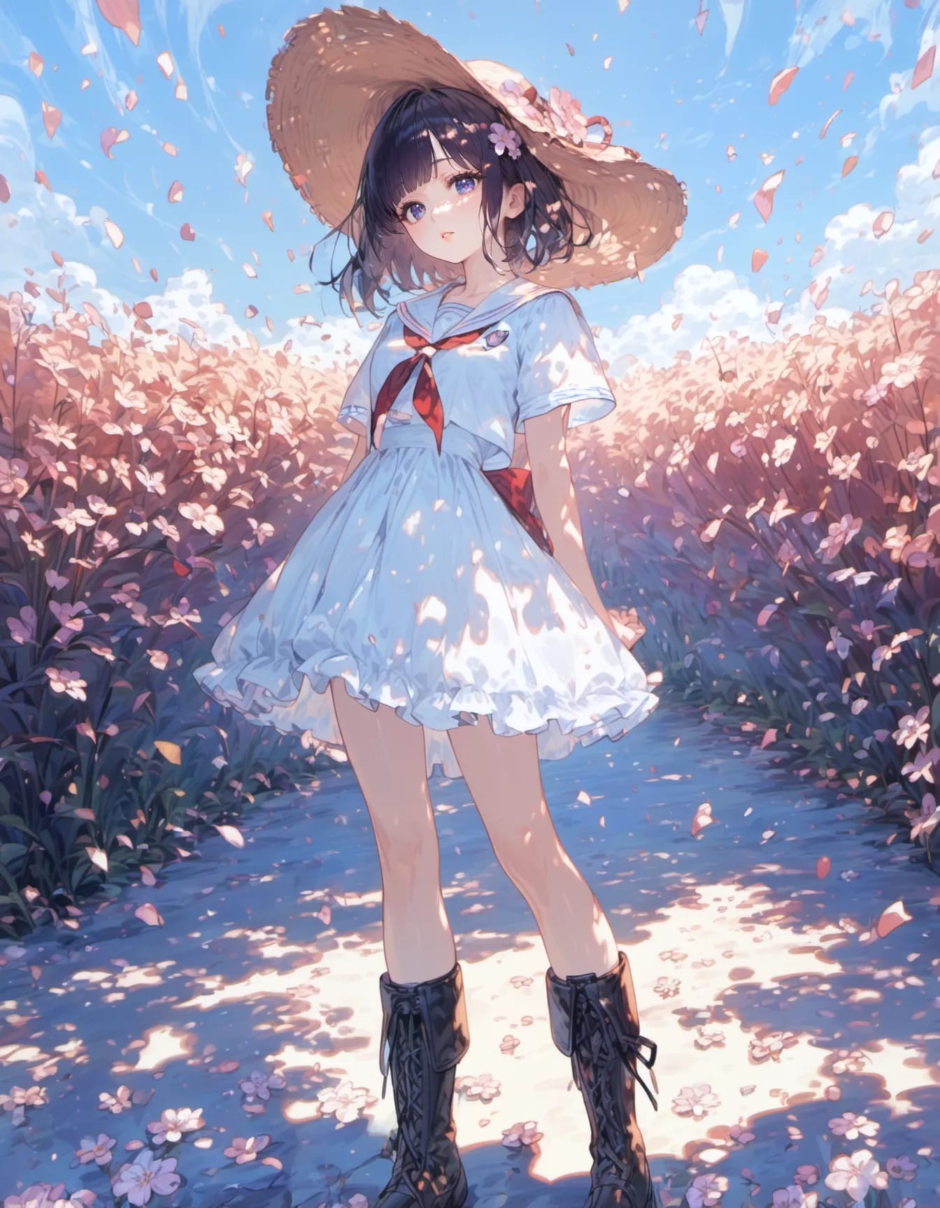Petals Along the Summer Path | の人気AIイラスト・グラビア