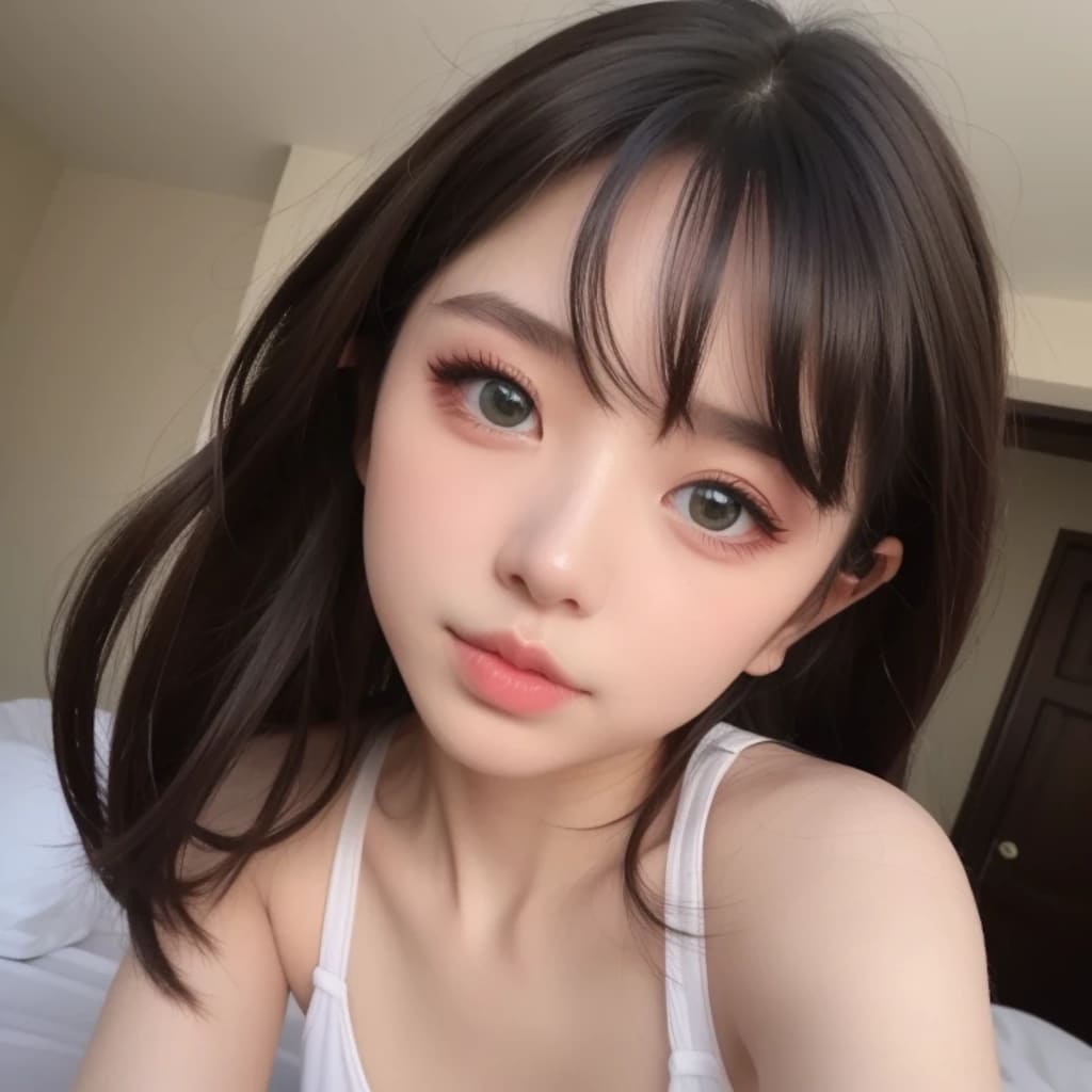 黒髪ロングで薄着の美女５５