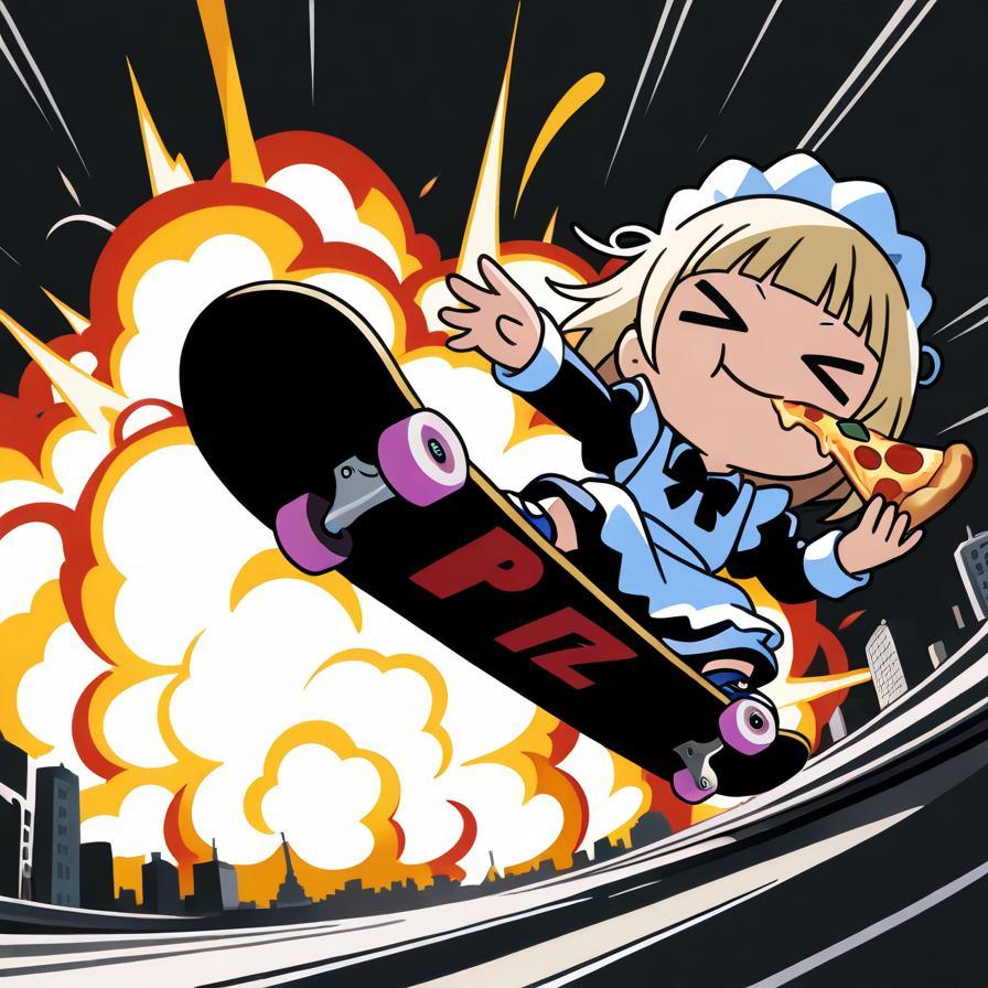 おジェットスケボーと共鳴しちゃう系メイドちゃん🛹💨💨💥💥💥 | の人気AIイラスト・グラビア