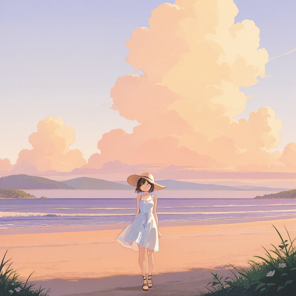 夕暮れビーチ | の人気AIイラスト・グラビア