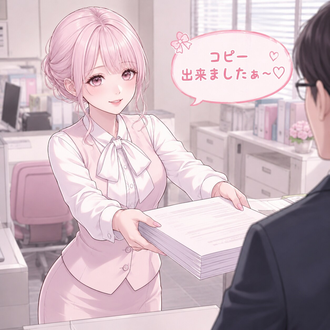 [企画]ピンクちゃんがOLをしたら？ | の人気AIイラスト・グラビア