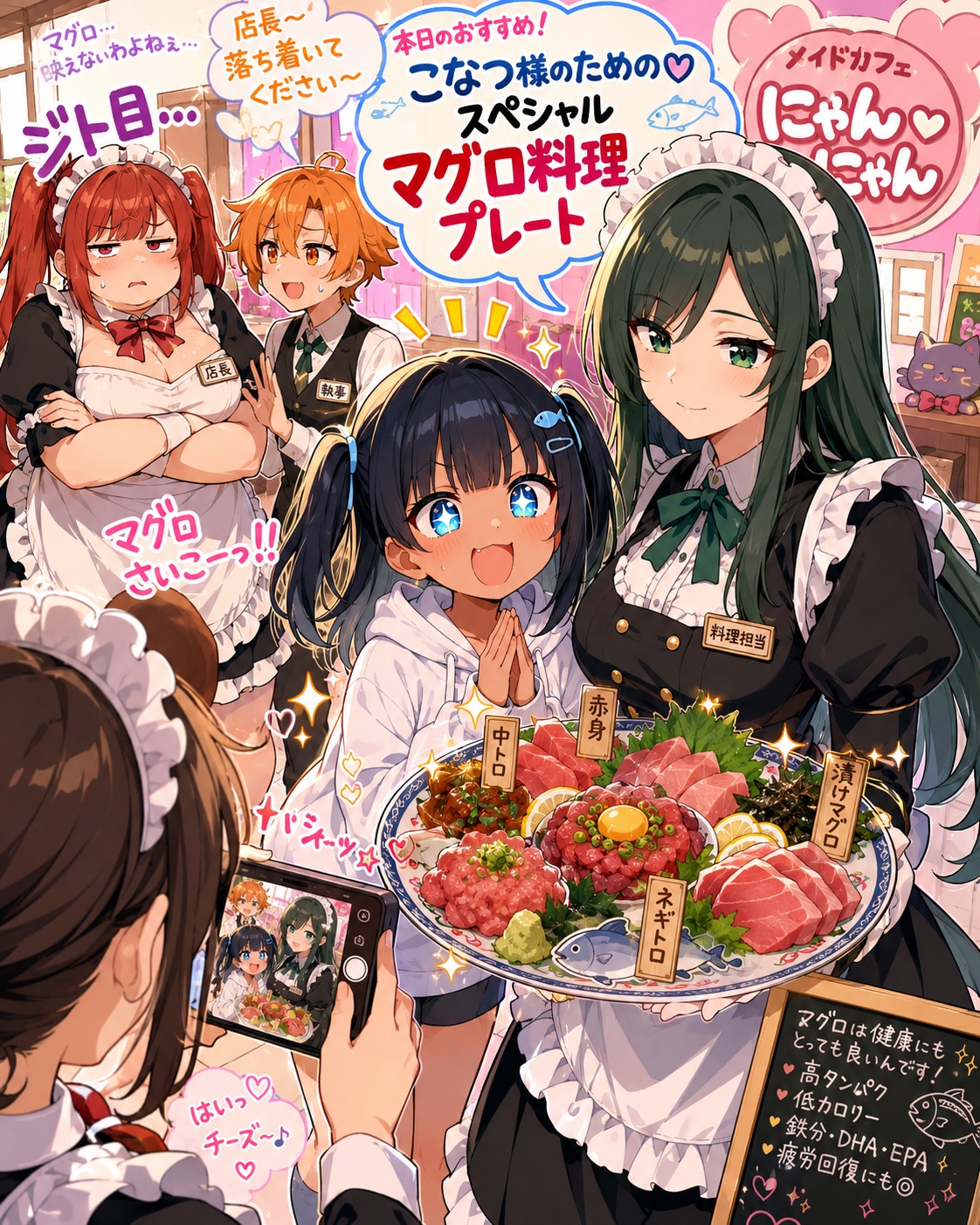 こなつ様、大興奮！夢のスペシャルマグロ料理プレート