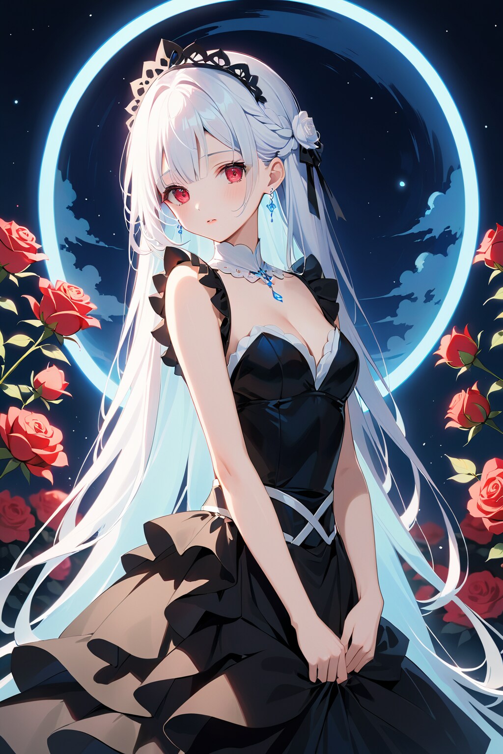 銀髪ロングでドレスの美女２ | の人気AIイラスト・グラビア